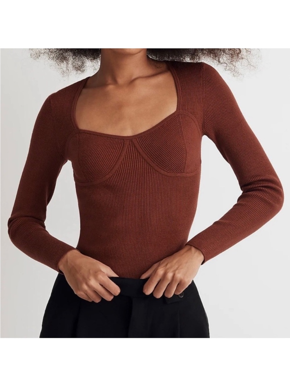 Madewell Signature Knit Sweater Top - Mahogany - Size Small